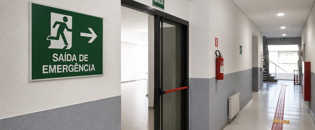 Imagem meramente ilustrativa Rotas de emergência na escola